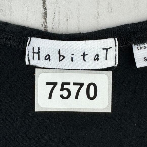 Habitat Black Asymmetrical Layered Sharkbite Hem 3/4 Sleeve Shirt Size Small - Picture 13 of 13